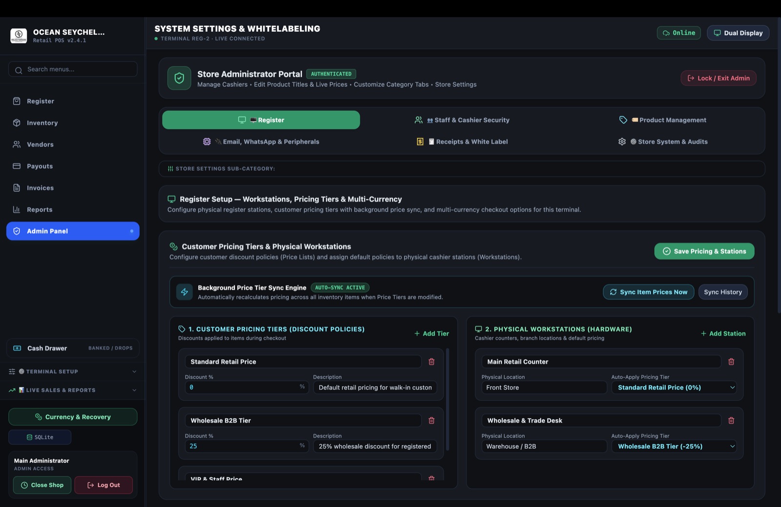 Wholesale and retail tier pricing engine with dual pricing